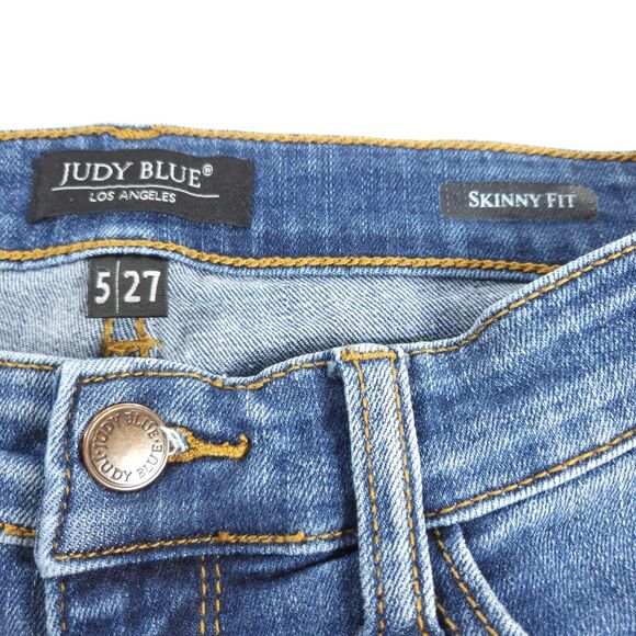 Judy Blue Skinny Casual Button Zip Medium Wash Denim Jeans Womens Size 5/27 Blue - Picture 7 of 9